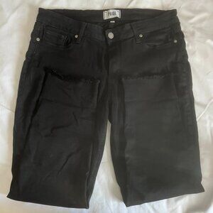 Womens Paige Destroyed Black Jeans Cropped Distressed 32